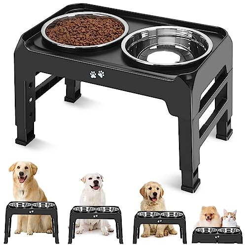 Elevated Dog Bowls with Adjustable Stand