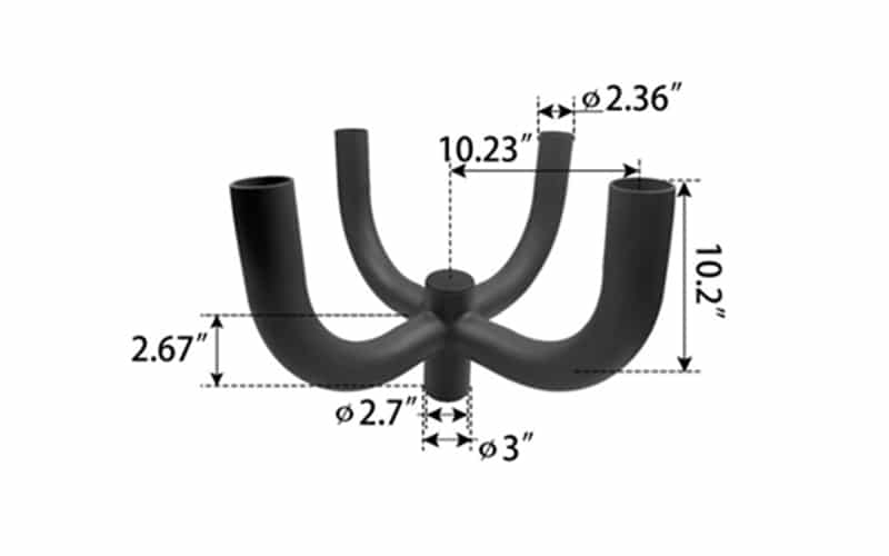 LS-BH3N4H Quad 90° Horizontal Tenon Adapter – Four Heads