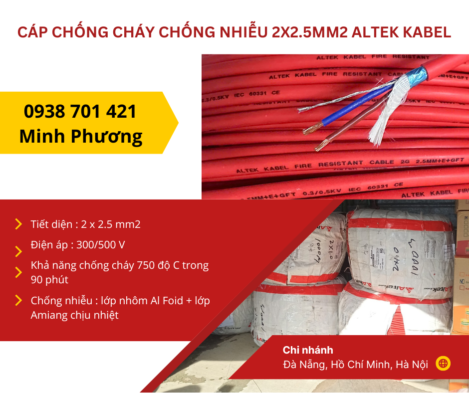 Cáp chống cháy chống nhiễu 2x2.5mm2 Altek Kabel sẵn kho Đà Nẵng, Hồ Chí Minh, Hà Nội