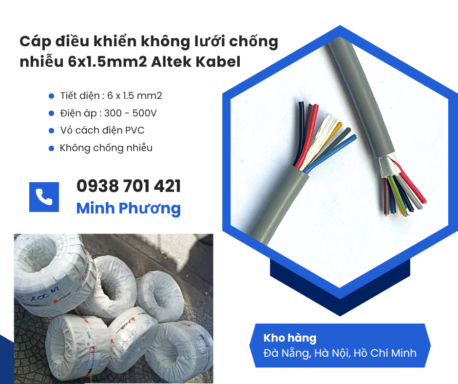 Cáp điều khiển không lưới chống nhiễu 6x1.5 Altek Kabel phân phối toàn quốc – Đà Nẵng