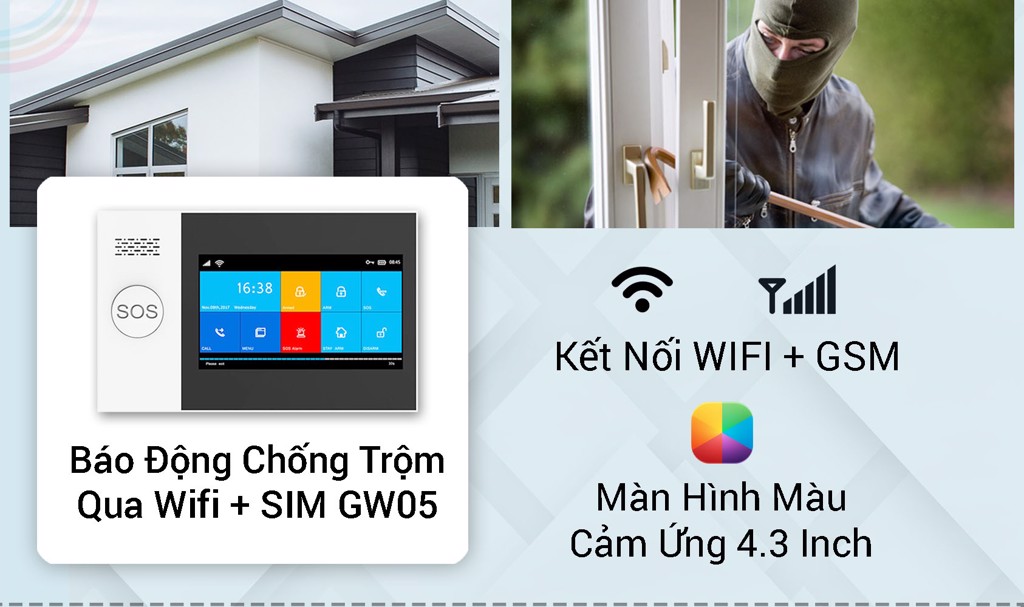 BÁO ĐỘNG, BÁO CHÁY GSM 32 VÙNG KHÔNG DÂY, 8 VÙNG CÓ DÂY (16 WIRELESS ZONES + 08 WIRED ZONES).