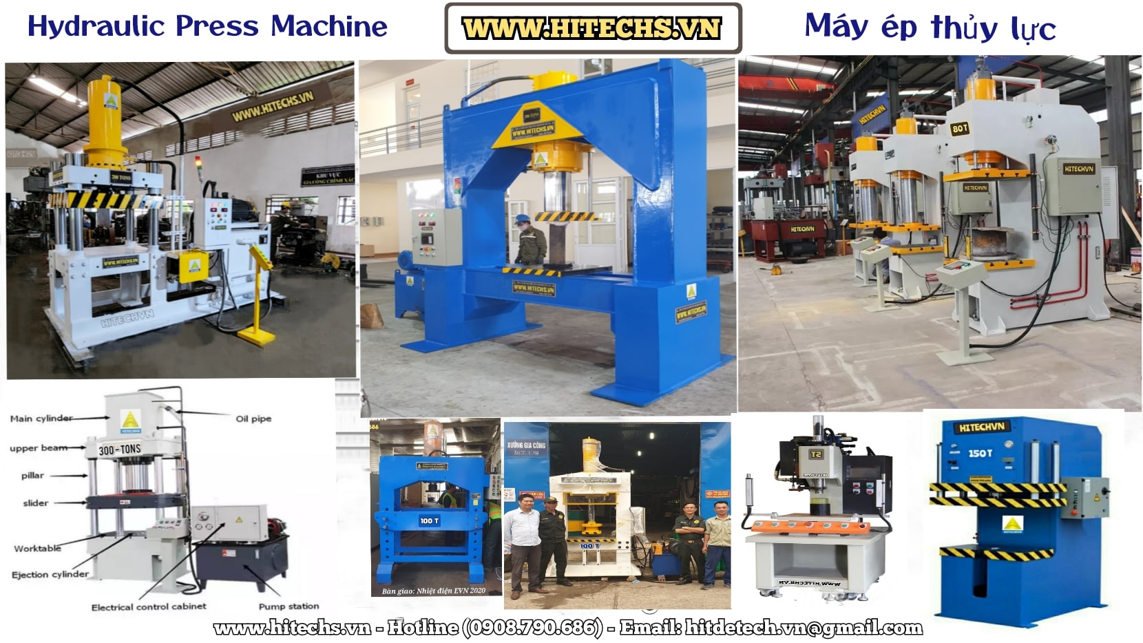 Máy ép thủy lực, máy dập thủy lực Hitechvn,hydraulic press mãhine , Hitechvn