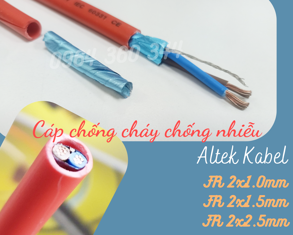 Cáp chống nhiễu chống cháy 1PR x 1.5mm2 Altek Kabel