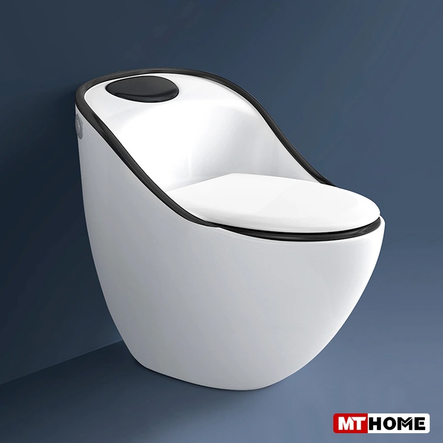 Bồn Cầu 1 Khối Trắng Viền Đen MTBC-253
