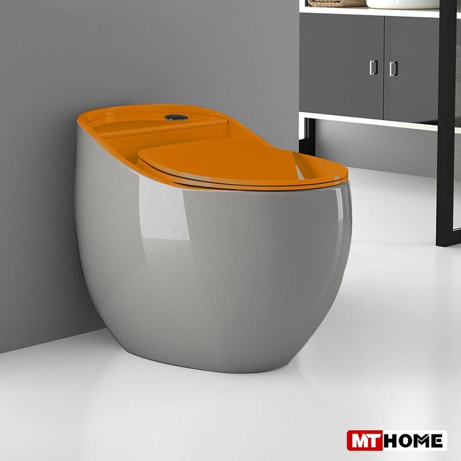 Bồn Cầu Trứng Màu Xám Nắp Cam MTBC-250