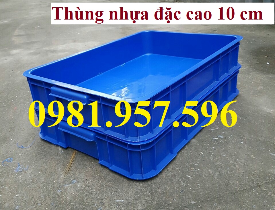 Thùng nhựa đặc Hs025, sóng nhựa bit, thùng nhựa đặc cao 10 cm, thùng nhựa đặc có nắp