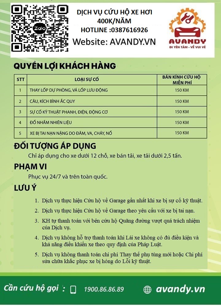 Dịch vụ cứu hộ xe hơi trên toàn quốc