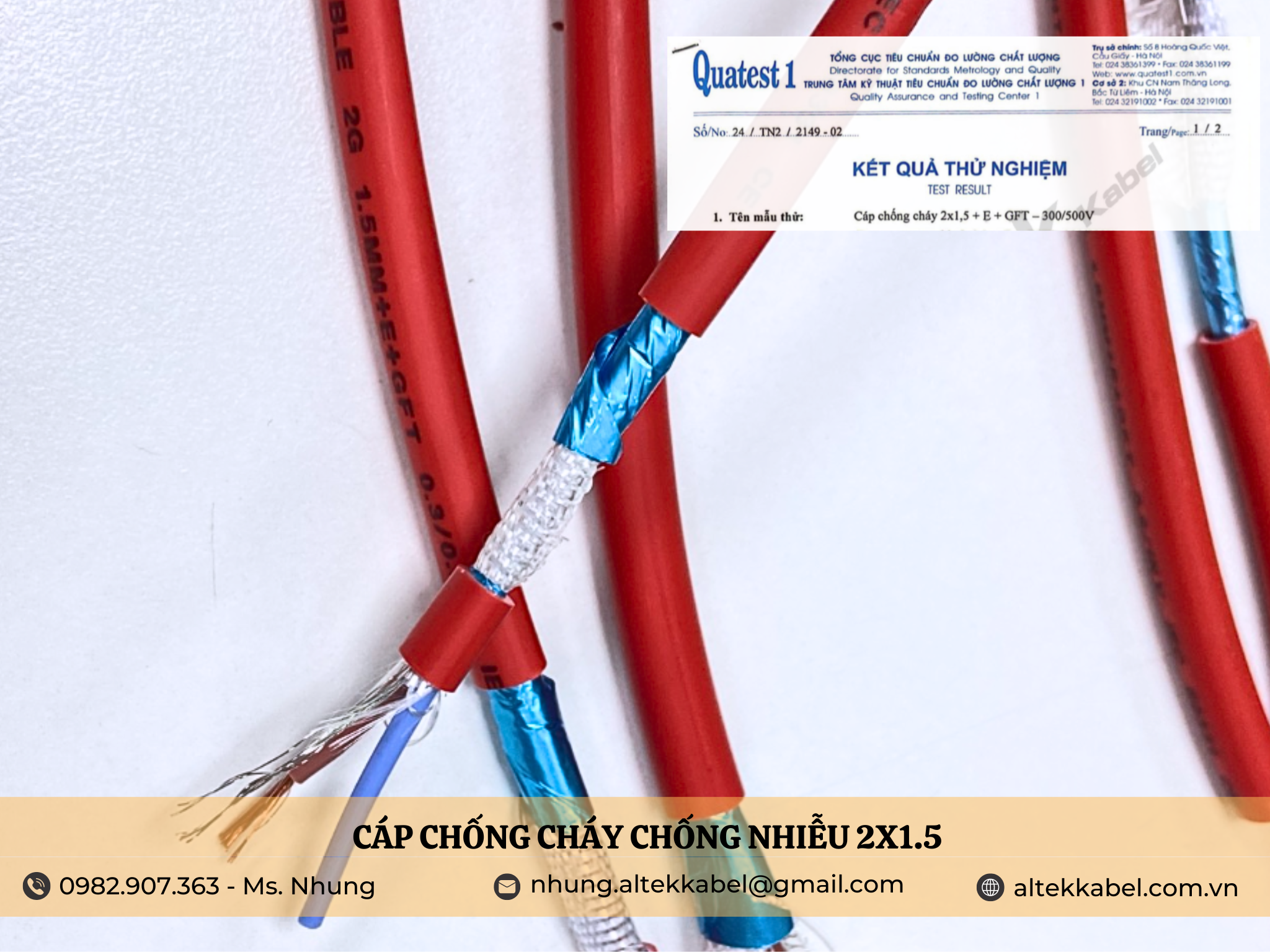 Cáp chống cháy chống nhiễu 2x1.5 Altek Kabel giá ưu đãi, sỉ lẻ toàn quốc