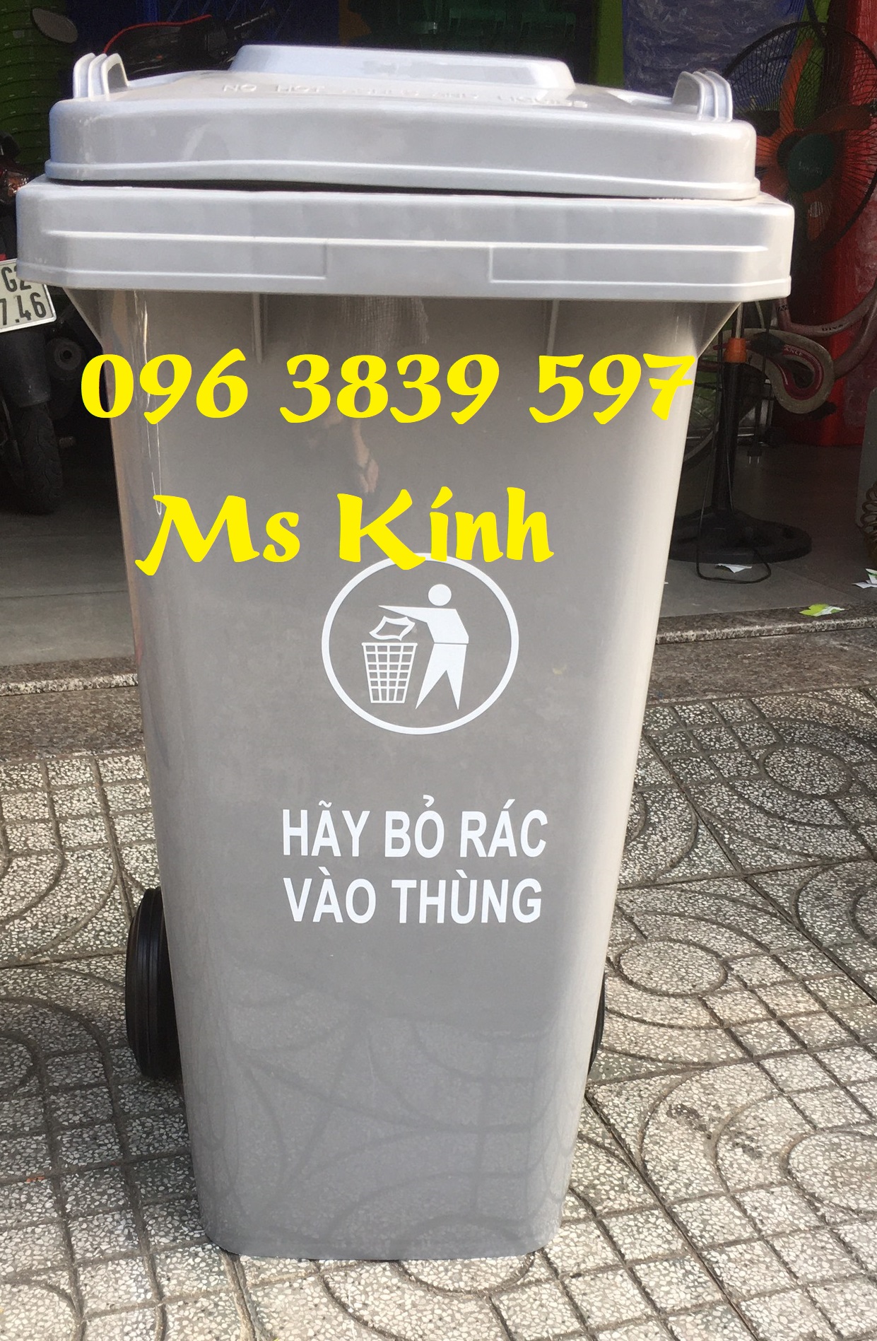 Xả kho thùng rác nhựa 120 lít màu xám giá rẻ - 096 3839 597 Ms Kính