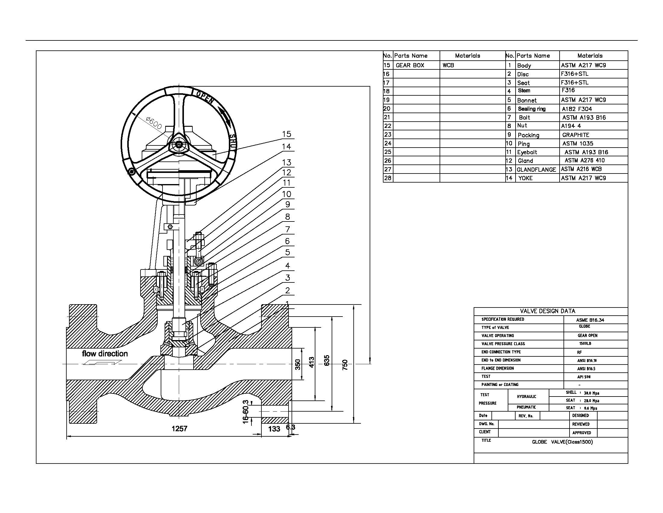 1500 LB Pressure Seal Bonnet Globe Valve,Butt Weld,WCB,5 Inch