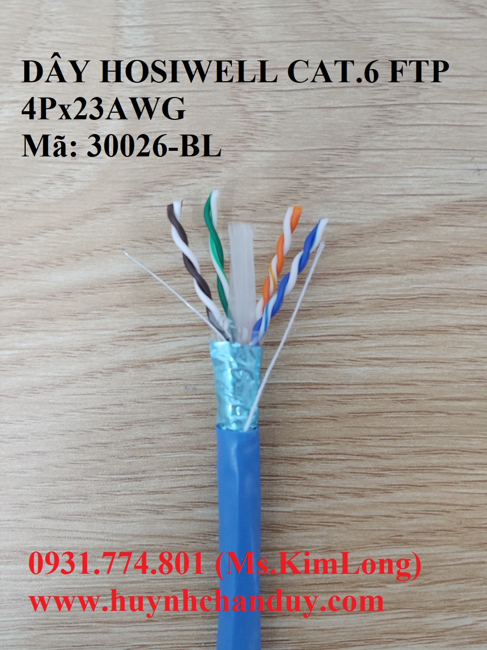 Cáp mạng LAN chống nhiễu Hosiwell Cat.6 FTP 4 Pair x 23AWG Horizontal