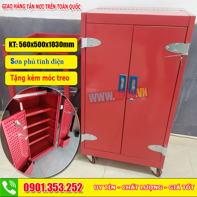 Tủ đồ nghề 2 cánh 5 ngăn màu đỏ NPRO