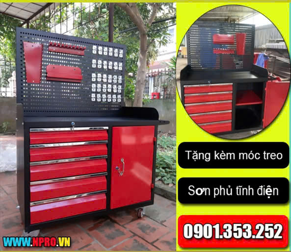 TỦ ĐỒ NGHỀ 6 NGĂN NPRO, MÀU ĐỎ ĐEN