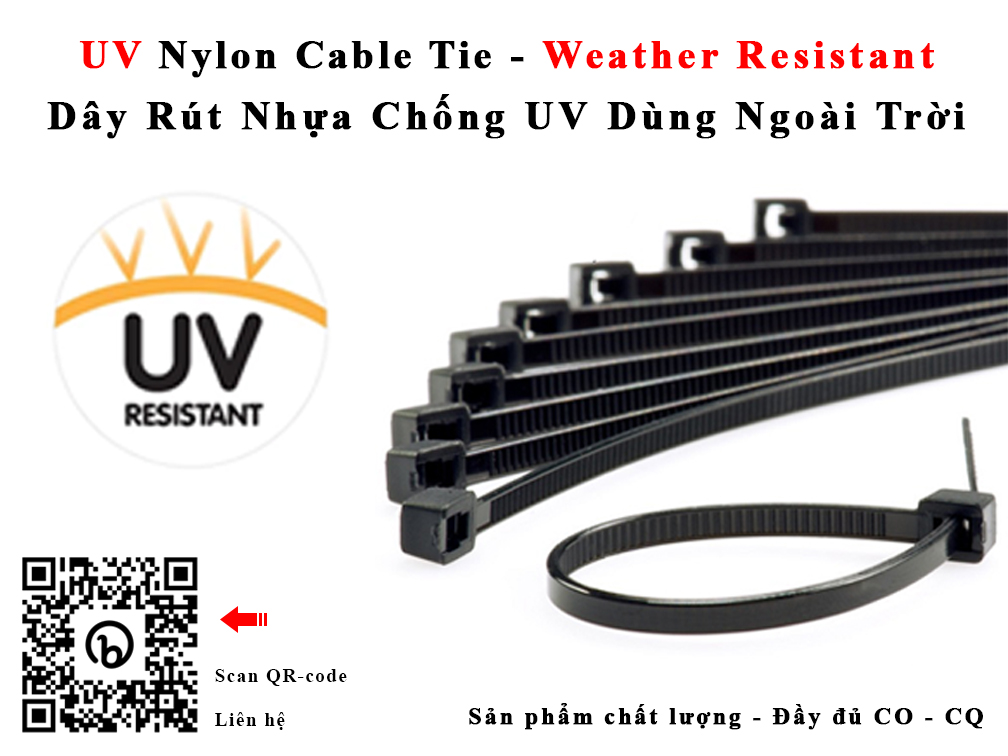 Dây rút thít thắt lạt buộc nhựa cản chống tia UV sử dụng ngoài trời Solar, Tàu biển, Dầu Khí