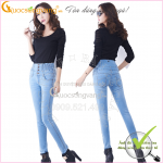 Hàng nhập-Quần Jeans cao cấp lưng thun co giãn nhiều nút ống côn GLQ001