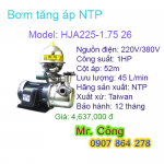 Máy bơm nước tăng áp NTP HJA225-1.75 26 1HP