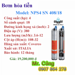 Bơm nước giếng khoan sâu 4 inch- motor giải nhiệt dầu- cánh nhựa chịu cát COVERCO NPS4 SN 408/18 4HP