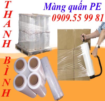 Màng PE dùng quấn tay, màng PE dùng cho máy quấn pallet.